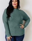 Basic Bae Full Size Ribbed Mock Neck Long Sleeve T-Shirt