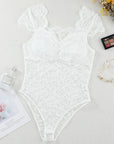 Ruched Sweetheart Neck Lace Bodysuit - Online Only
