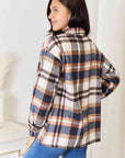 Double Take Plaid Button Front Shirt Jacket with Breast Pockets