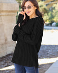 Basic Bae Full Size Ribbed Round Neck Long Sleeve Knit Top