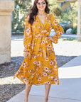 Double Take Full Size Floral Tie Back Flounce Sleeve Dress