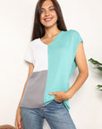 Double Take Color Block V-Neck Knit Top