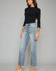 Kancan High Waist Raw Hem Cropped Wide Leg Jeans