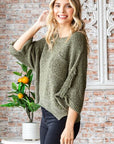 Veveret Round Neck Roll-Up Sweater