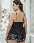 Plus Size Lace Trim Scoop Neck Cami and Printed Shorts Pajama Set - Online Only
