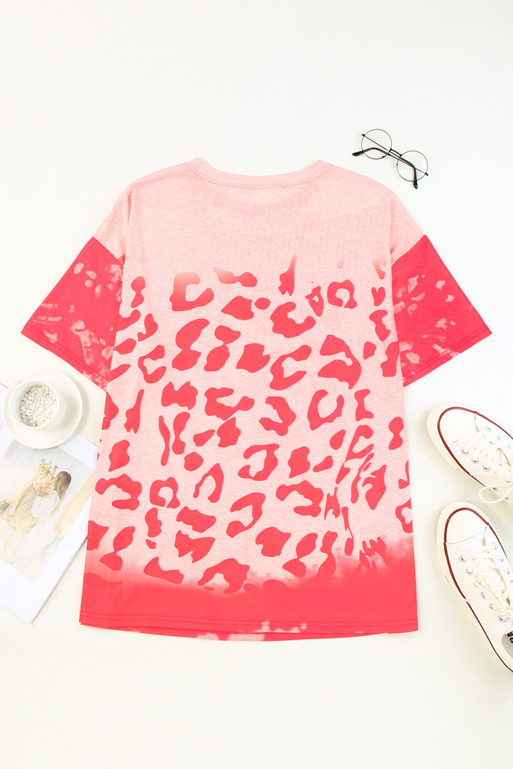 Leopard Round Neck Dropped Shoulder Long Tee - Online Only