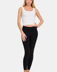 Zenana Ribbed Round Neck Cropped Tank