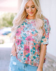 Floral Round Neck Babydoll Top - Online Only