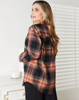 Double Take Plaid Dropped Shoulder Shirt