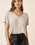 Mittoshop Striped V-Neck Short Sleeve T-Shirt