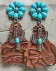 Turquoise Cactus Dangle Earrings - Online Only