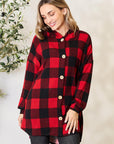 Heimish Full Size Plaid Button Front Hooded Shirt