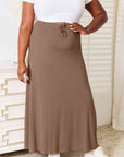 Double Take Full Size Soft Rayon Drawstring Waist Maxi Skirt Rayon