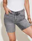 Judy Blue Full Size High Waist Washed Denim Shorts