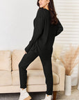 Basic Bae Full Size Notched Long Sleeve Top and Pants Set