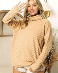 BiBi Checkered Round Neck Thumbhole Long Sleeve Top