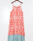 Printed Spaghetti Strap Straight Neck Dress - Online Only