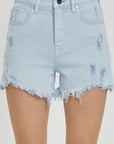 RISEN Full Size High Rise Distressed Detail Denim Shorts