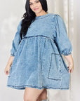 HEYSON Full Size Oversized Denim Babydoll Dress