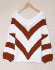 Chevron Cable-Knit V-Neck Tunic Sweater - Online Only *