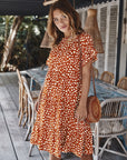 Printed Round Neck Tiered Dress - Online Only