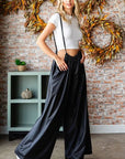 First Love Drawstring Back Spaghetti Strap Wide Leg Overall