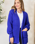 Zenana Full Size Waffle-Knit Open Front Cardigan