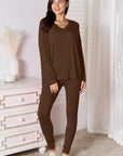 Basic Bae Full Size V-Neck Soft Rayon Long Sleeve Top and Pants Lounge Set