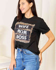 Simply Love WIFE MOM BOSS Leopard Graphic T-Shirt