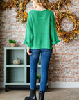 Veveret Notched Long Sleeve Sweater