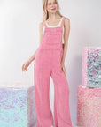 VERY J Texture Washed Wide Leg Overalls