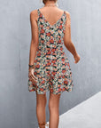 Floral Frill Trim Sleeveless Mini Dress - Online Only