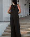 Double Take Full Size Tie Back Cutout Sleeveless Jumpsuit