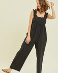 HEYSON Full Size Ruffled Strap Back Tie Wide Leg Jumpsuit