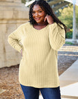 Basic Bae Full Size Ribbed Round Neck Long Sleeve Knit Top