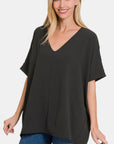 Zenana Full Size V-Neck Short Sleeve Top