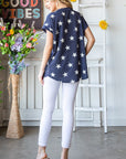 Heimish Full Size Star Print V-Neck Short Sleeve T-Shirt