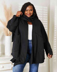 HEYSON Full Size Open Front Cardigan with Scarf Design