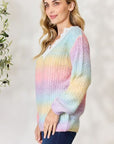 BiBi Rainbow Gradient Crochet Deetail Sweater