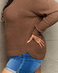 Zenana Breezy Days Plus Size High Low Waffle Knit Sweater - Online Only