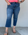 Judy Blue Renee Full Size Medium Wash Wide Leg Cropped Jeans - Online Only