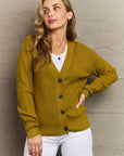 Zenana Kiss Me Tonight Full Size Button Down Cardigan in Chartreuse - Online Only