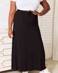 Double Take Full Size Soft Rayon Drawstring Waist Maxi Skirt Rayon