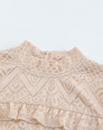 Ruffled Lace Mock Neck Blouse - Online Only