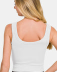 Zenana Ribbed Round Neck Cropped Tank