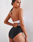 Contrast Halter Neck One-Piece Swimsuit - Online Only