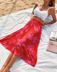 Floral Printed Elastic Waist Skirt - Online Only