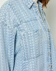 Veveret Button Up Dropped Shoulder Denim Top