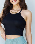 Soft Modal Short Strap Ribbed Tank Top in Black - Online Only