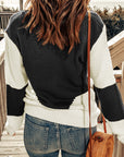 Two-Tone Openwork Rib-Knit Sweater - Online Only